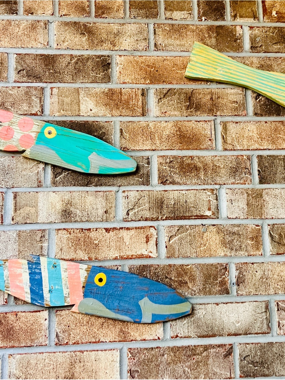 Hand-Painted Blue & Teal Wooden Fish Wall Decor